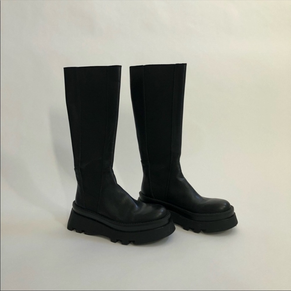 Chunky lug knee sole boots